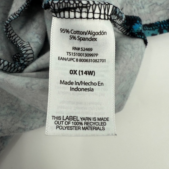 Terra Sky Dress Women 0X Blue Floral Short Sleeve T Shirt V Neck Comfy Pockets - Picture 7 of 11